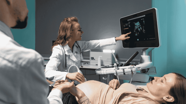 Pregnant lady undergoing ultrasound scan 