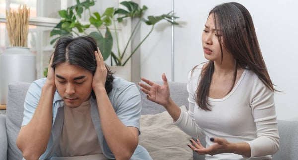 The young couple is arguing